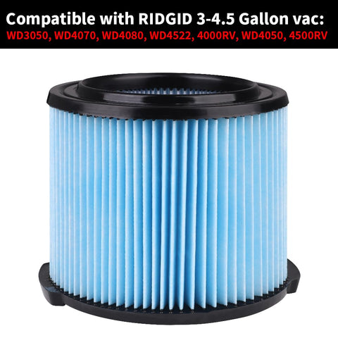 Replacement Filter Kit For 3 To 4.5 Gallon Wet Dry Vacuums Two Pack Three Layer Pleated Filters For Ridgid WD3050 WD4070