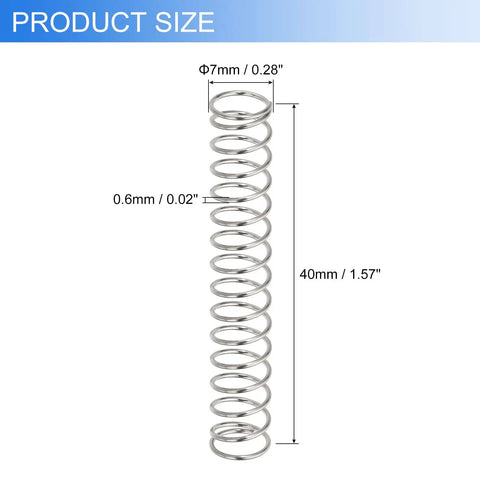 Single spring from 10 Pack 0.6mm Wire Diameter 7mm Outer Diameter 40mm Length Stainless Steel Compression Springs For Ballpoint Pens And Home Repairs
