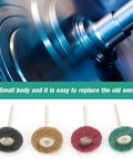 80 Pcs Premium Abrasive Wheel Brush Polishing Buffing Kit featuring various colored brushes for grinding wood and metal.