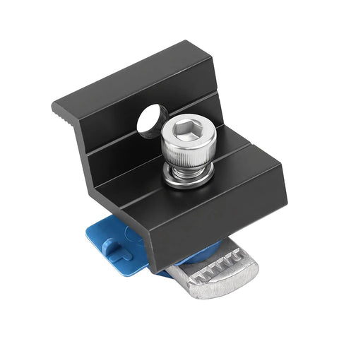 20 Pcs Heavy Duty Aluminum Solar Panel End Clamps For 30Mm And 35Mm Modules with stainless steel fastener, close-up view.