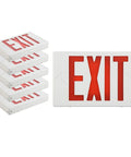 Hardwired Red LED Exit Sign With Battery Backup, Dual Face Emergency Light For Exits And Hallways, shown frontal and stacked
