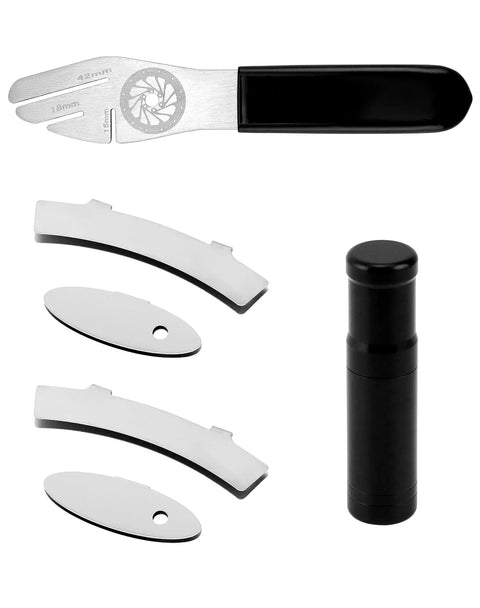 Bike Disc Rotor Truing Fork Repair Tool Kit With Brake Pad Gap Regulators Stainless Steel Adjusting Tools And Tire Reamer Insertion Tool For Precision Bike Brake Maintenance image.