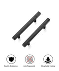 Matte Black 6 Inch Square Cabinet Pulls In Stainless Steel For Kitchen Cabinets And Drawers, 3-3/4 Inch Center To Center Mounting, 1 Pack