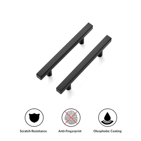 Matte Black 6 Inch Square Cabinet Pulls In Stainless Steel For Kitchen Cabinets And Drawers, 3-3/4 Inch Center To Center Mounting, 1 Pack