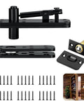 Hidden Door Pivot Hinge Stainless Steel 360 Degree Built Tough Heavy Duty Up To 570 Lbs Load Bearing Black with 30 screws and parts for secret doors.