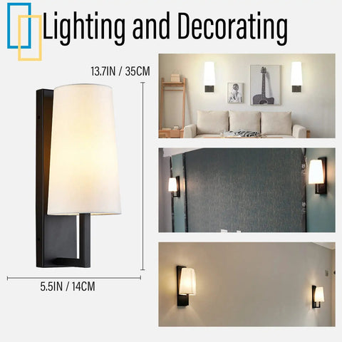 Cordless Two Pack Rechargeable Wall Sconces With Remote, No Drill Installation, displayed in living room and hallway settings.