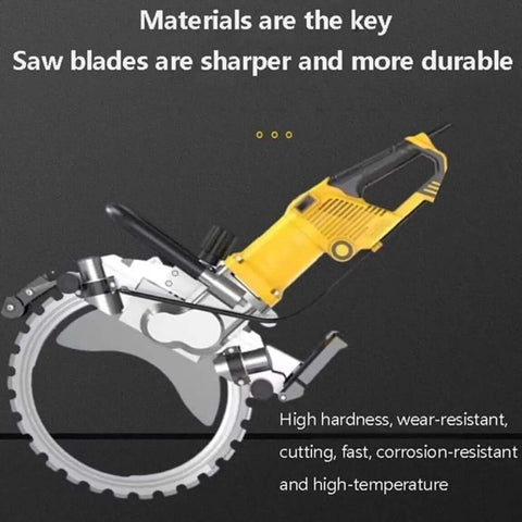 Heavy Duty Electric Brushless Circular Saw Bad Boy Workhorse With 5000 Watts Driving A No Sweat 290 Millimeter Cut Depth Expertly Engineered For Dust Free Wall And Floor Grooving, showcasing sharp blades and durable design.