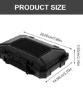 Black Tactical Outdoor Storage Box With Modular Attachment System dimensions illustration