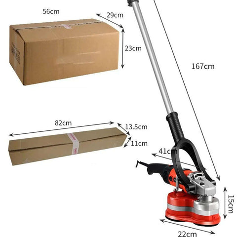 Beast Mode Corded Angle Grinder 2800W Hitting 28000 RPM shown with packaging sizes for easy transport and storage.