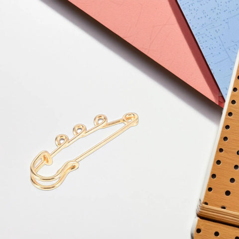 Top Shelf Loop Safety Pin Brooch Set Of Twenty Pieces Electroplated In Rich Golden Tone for securing clothing and accessories.