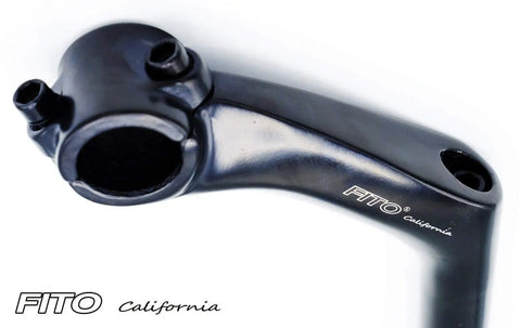 Close-up of Dope Gooseneck Aluminum Alloy Handle Bar Stem Twin 2 Bolt For 25.4mm Handlebar And 22.2mm Fork Tube, black color