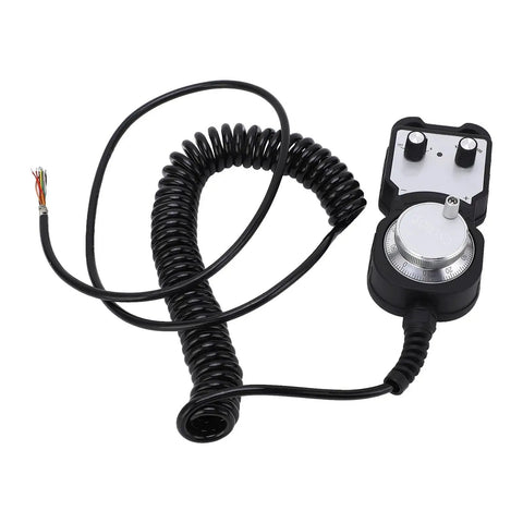 4 Axis Wear Resistant Handwheel Controller For Lathe with knobs and coiled cable, precise manual feed rugged industrial accessory