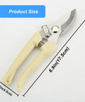 Yard Pro Pruning Shears For The Garden, Premium Stainless Steel scissors with beige handles, size dimensions shown, precise flower trimming