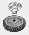 Exploded view of 8 Inch Heavy Duty Rubber Caster Wheels Set Of 4 Anti Slip Swivel Casters With 360 Degree Ball Bearing Top Plate