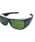 Top Shelf Hella Tough IPL Hair Removal Goggles Featuring OD5 Plus UV400 Lens Protection Complete Five Pack Bundle, close-up view of green lenses.