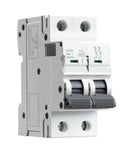 Two Pole 6kA Breaking Capacity MCB DIN Rail Mini Circuit Breaker 6A To 63A AC Type Factory Direct Manufacturer 50A With Dual Protection Against Short Circuit And Overload Snap On Mount, front view