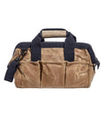 Waxed Canvas Tool Bag 15 Inch Heavy Duty Contractor Organizer With 19 Pockets For Tools Gear And Equipment Tan Durable Metal Zipper