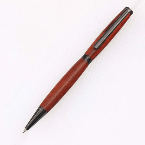 Slimline Pen Kit Gun Metal 10 Pack Ballpoint Twist with Cross Style Refills Included Black Ink on white background