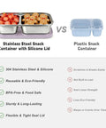 Comparison of Three Pack Stainless Steel Snack Containers With Silicone Lids and plastic containers