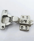 10 Piece 26mm Cup Cabinet Hinges Provide Silky Smooth Action On Thin Doors Via Hidden Hydraulic Soft Close Mechanisms Featuring Short Arm Specs Tailored For Half Overlay Applications Crafted Rock Solid With Durable Alloys For Stress Free Remodeling Jobs, showing a close up of a silver hinge.