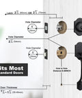 Double Door Lock Set With Dummy Handle And Single Cylinder Deadbolt illustration showing dimensions and components