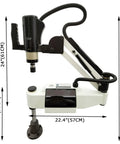 Be lockery 220V Universal Electric Tapping Machine With Touch Screen For M3 To M20 Thread Making 1200 Watt Motor And 500 RPM Speed Precision Drilling Milling Tapping Tool With Taps Included side view with dimensions