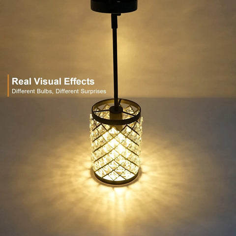 Modern Black Crystal Pendant Lights With 108 Prism Glasses Matte Black Industrial Style 1 Light Hanging Ceiling Lamp illuminated