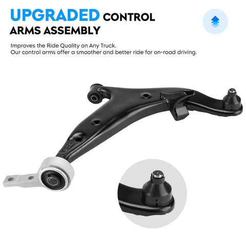 Beefed-Up Quest Front Lower Control Arms With Ball Joint Kit For Nissan Quest 2004-2009 Left And Right 2-Piece Suspension Replacement Rebuild Set K620560 K620561 black steel control arm