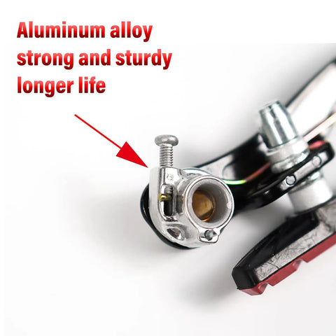 Close-up of Dope Front And Rear V Brake Set For Mountain Bikes With Cantilever Design Black 55 Millimeter Long Pads.
