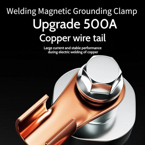 Kick Your Welding Game Up A Notch With This Sleek Magnetic Ground Clamps Tool that features a 500A copper wire tail for electric welding.