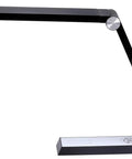 Dimmable Black Desk Lamp With Wireless Charging Pad And Dual USB Ports, Triangle Shape Task Light, side view display