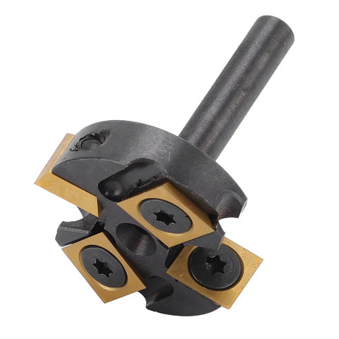 Top Tier High Performance Slab Flattening Router Bit For CNC With 1 3/8 Inch Cut Diameter And Sturdy 1 4 Inch Shank detailed close-up.