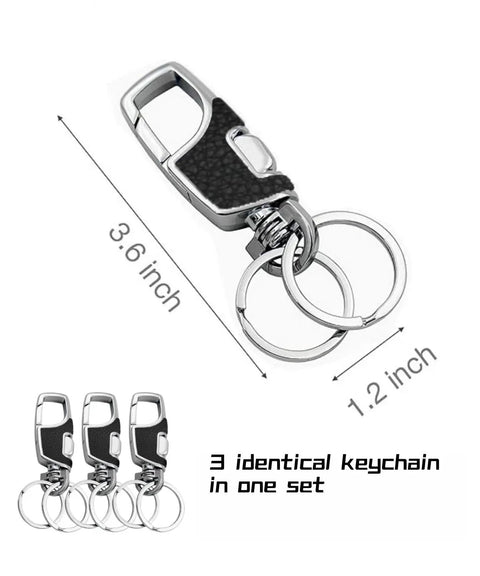 3 Pack Heavy Duty Zinc Alloy Built To Last Key Chains With Carabiner Clips And Dual Key Rings Belt Loop Clip Key Organizer Scratch Resistant And Rust Proof Car Key Chains For Everyday Carry