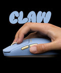 Hand gripping Ultra Lightweight Wireless Gaming Mouse Featuring CrazyLight Tech with claw grip in Ocean Blue color.