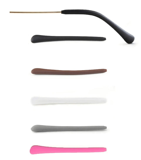 Colorful Silicone Eyeglass End Tips Set With Anti Slip Ear Hooks And Sport Strap Holder, five colors displayed
