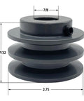 Double Groove V Belt Pulley 2.75 Inch OD With 7/8 Inch Bore Cast Iron, Heavy Duty AK Style, Fixed Bore V Belt Sheave Fits A, 3L, And 4L Belts, Balanced, Standard Keyseat, Classic V Belt Pulley with 2.75 OD and 7/8 bore dimensions