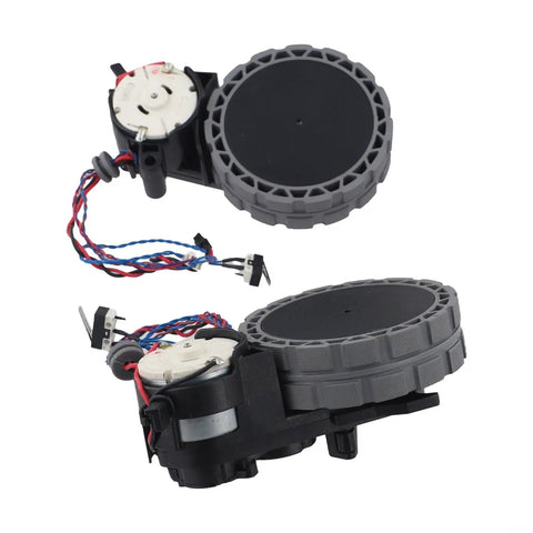 Close-up of left and right wheel set for X1 X2 Turbo robot vacuum cleaner replacement part quiet operation with smooth glide on surfaces.