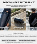 Faraday Signal Blocking Dry Bag 5 Liter used outdoors showing durability and waterproof features on rocks and during travel