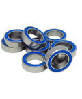 Blue Ball Bearings Set 10 Pack 4x10x4 MR104 2RS High Precision RC Car And Truck Bearings, blue sealed rings in metal casing.