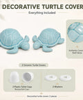 Blue Ceramic Sea Turtle Toilet Bolt Covers 2 Pack Quick Conceal Rusty Seat Bolts with bases and washers included.