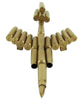 Rare Model Air Force Jet Airplane Display Piece Made From Gun Bullet Shell Casings, 3 Inch Tall By 9 Inch Long With Four And Three Quarters Inch Wingspan