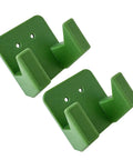 Dual Hammer Holder Wall Mount Set for Garage and Workshop, Heavy Duty Storage Rack With Two Screw Hole Brackets, green color.