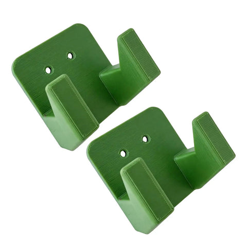 Dual Hammer Holder Wall Mount Set for Garage and Workshop, Heavy Duty Storage Rack With Two Screw Hole Brackets, green color.