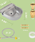 Automatic Animal Drinking Water Bowl With Float Valve Stainless Steel Kit for 1 to 5 Cattle, Horses, Sheep, Sows, Water Saver