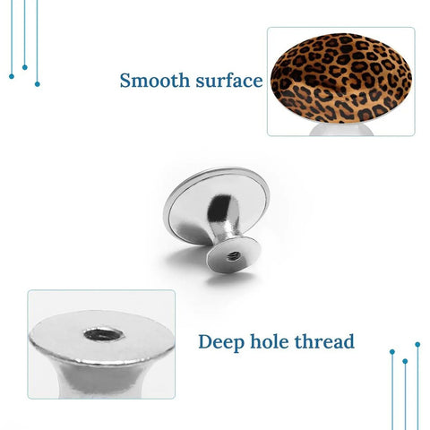 Dead Slick Stainless Steel Cheetah Leopard Round Cabinet Knobs And Hella Tough Metal Drawer Pulls For Modern Kitchen Cabinets And Closet Doors Rust Resistant Hardware Kit Includes Two Pieces showing smooth surface and deep hole thread.