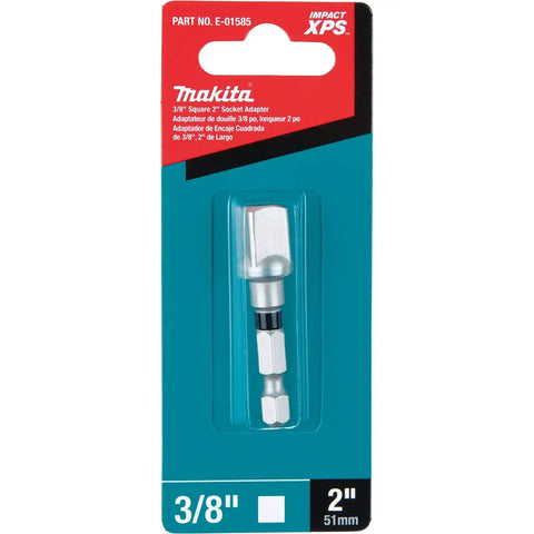 Impact XPS Three Eighths Inch Square Drive To Two Inch Socket Adapter With Retention Ball shown in retail packaging.