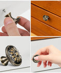 Pretty Dang Slick Antique Zinc Alloy Cabinet Drawer Pulls And Round Vanity Knobs For Kitchen Bathroom Bedroom Furniture Makeover Projects With High Quality Modern Classic Look, close-up of hand installing a vintage round knob.