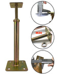 Front view of ASTAMOTOR galvanized floor jack post with base plate, adjustable screw, M20 thread, 6-pack.