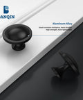 10 Pack Black Round Mushroom Cabinet Knobs For Dresser And Drawer 1.5 Inch Diameter, shown in aluminum alloy, close-up