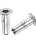 Six Pack 1/4-20 Multi Grip Rivet Nuts With Pre Bulbed Shank Flat Head Threaded Insert Nut 304 Stainless Steel